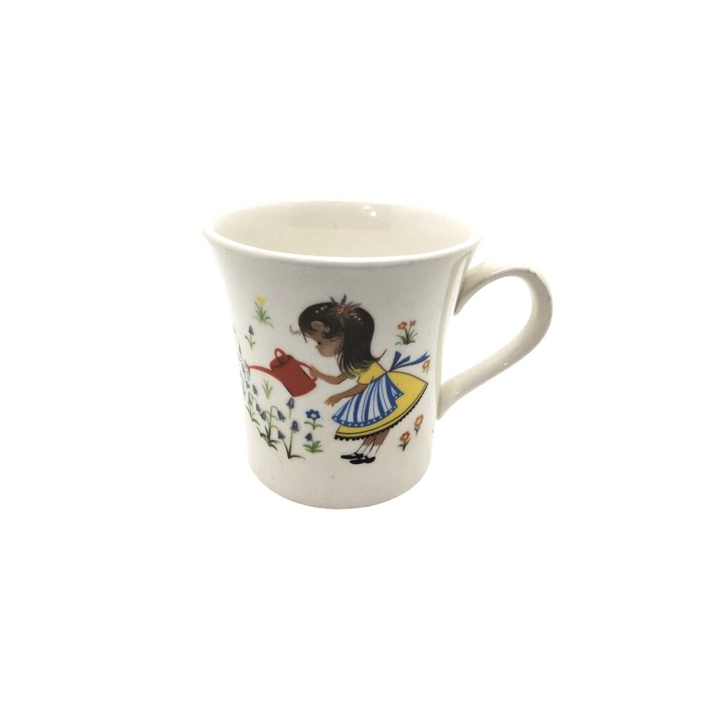 vintage 1960s old foley james kent inc "miss muffet nursery rhyme" porcelain cup